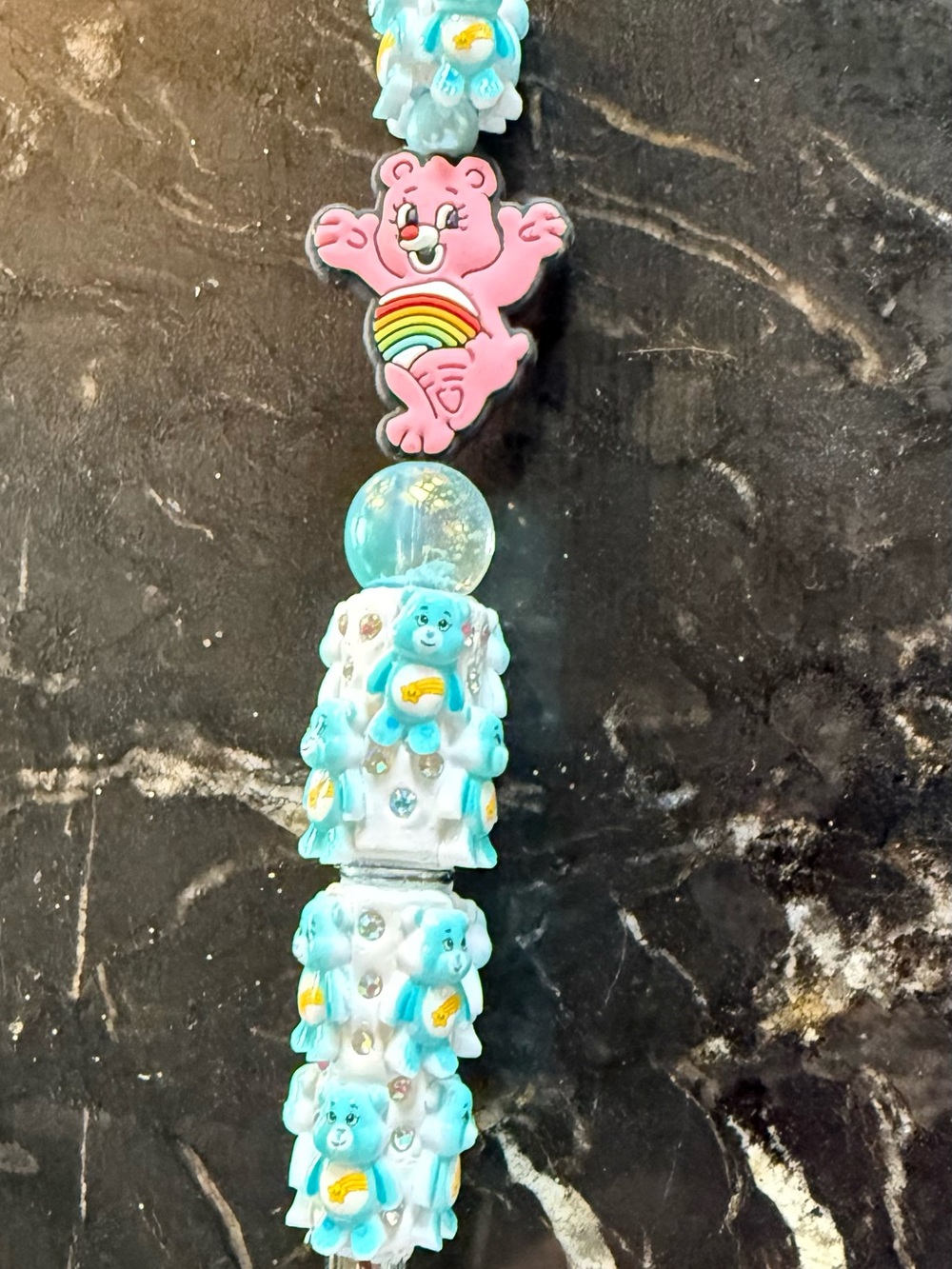 Care Bears Pink & Aqua Blue Beaded Pen